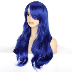 Transform into a vibrant character with this 28inch long blue wavy wig! Perfect for anime cosplay and Halloween parties 🌀🦋 #cosplay #wig #Halloween