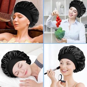 Sleep in Style with this Satin Hair Bonnet! Say goodbye to frizzy hair and protect those curls while you sleep. Perfect for girls and women of all ages. #HairCare #SleepCap #Curls