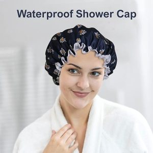 Stay stylish and dry with this trendy double layer shower cap! 🌸 Perfect for all hair types, this reusable cap is waterproof and features a unique flower design. Say goodbye to bad hair days! 💁‍♀️ #shower