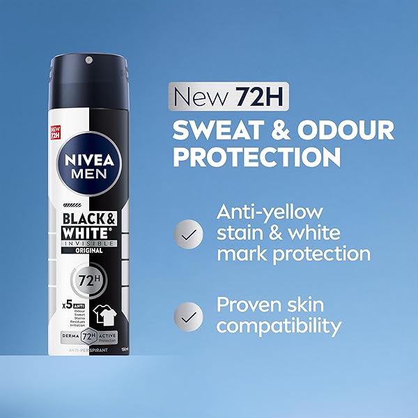 Stay fresh and dry all day with this 72hr anti-sweat deodorant for men! No stains on your black and white clothes, just confidence and freshness in a bottle. Say goodbye to sweat and hello to confidence! #mensde
