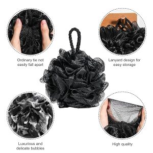 Get your skin feeling soft and smooth with this pack of 4 extra soft shower puffs! Perfect for scrubbing and exfoliating, this black shower sponge is comfortable for men, women, and babies alike. #skincare #softskin #